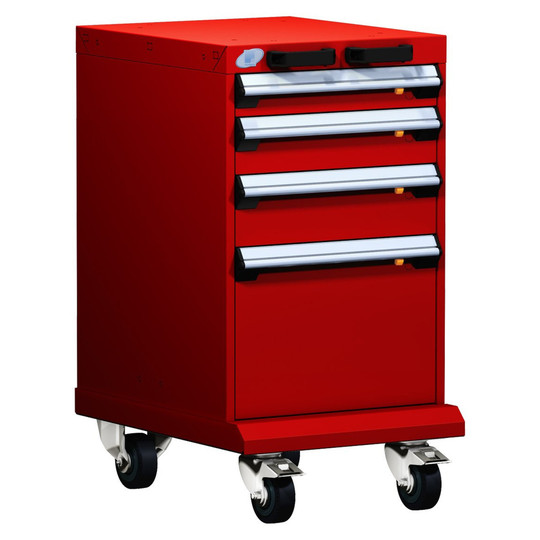 4-Drawer Mobile Cabinet, 18"W x 21"D x 33.13"H - Without Dividers - Drawer heights: 1 3" H, 1 4" H, 1 5" H, 1 12" H