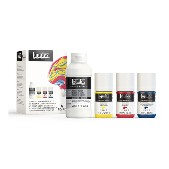 Iridescent Pouring Medium and Soft Body Acrylic Set
