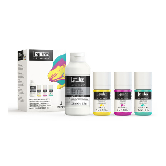 Professional Matte Pouring Medium and Soft Body Acrylic Set