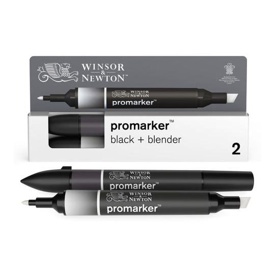 Black and Blender Dual-Tip Alcohol Marker Set, 2 Pack