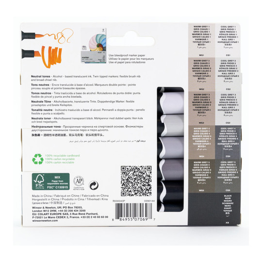 Brush Markers, Neutral Gray Tones, 12+1 Set