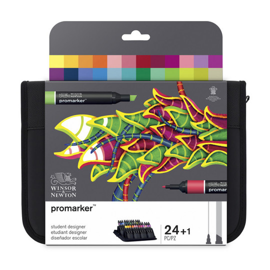 Student Designer Zipper Wallet with 24 Strong-Color Markers