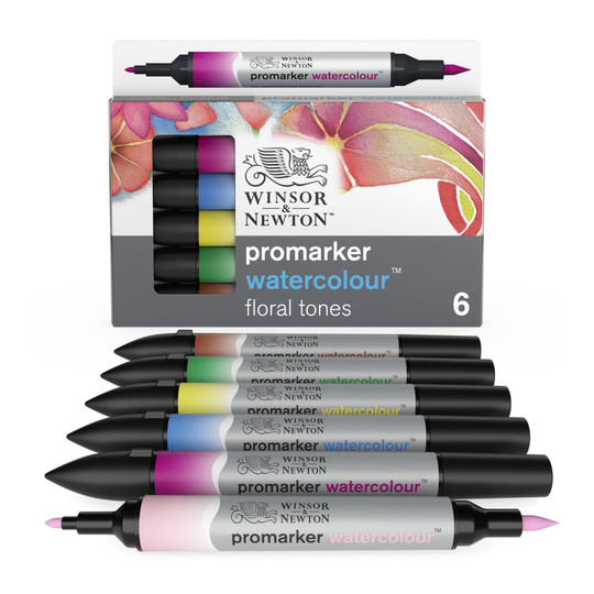 Watercolor Marker Set, Floral Tones, 6 Pack