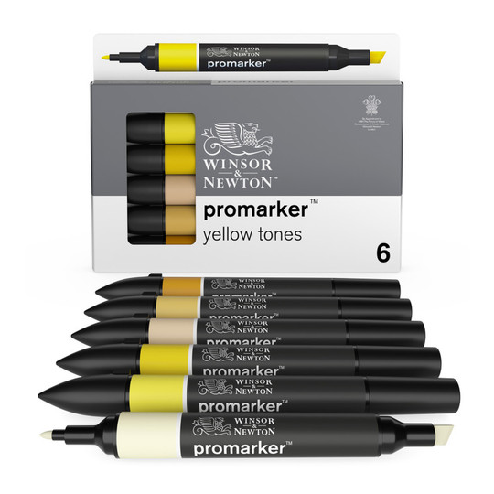 Yellow Tone Dual-Tip Alcohol Marker Set, 6-Pack