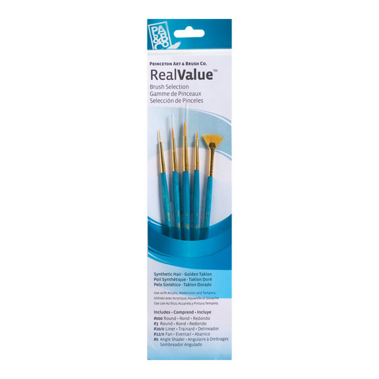 Gold Taklon Short-Handle Mixed Media Paintbrush Set, 4 Pieces