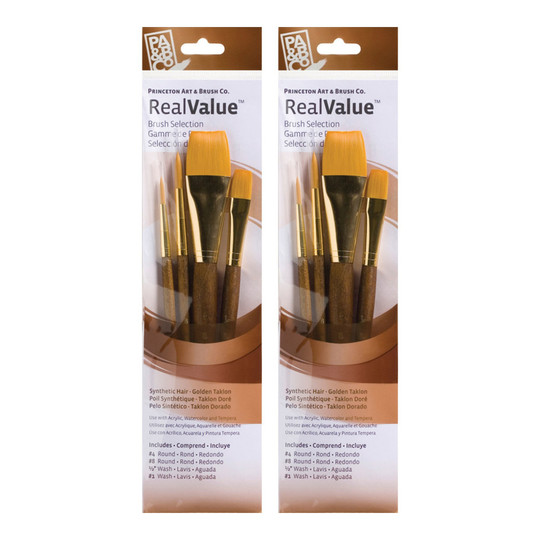 Gold Taklon Short-Handle Mixed Media Paintbrush Set, Brown, 8 Brushes