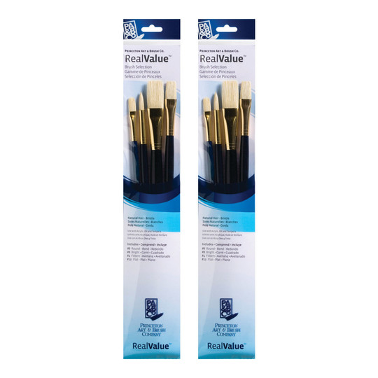 Natural Bristle Long-Handle Mixed Media Paintbrush Sets, Dark Blue, 8 Brushes