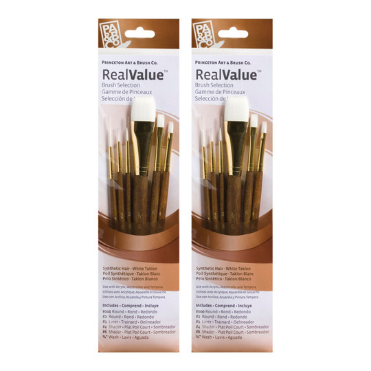White Taklon Short-Handle Mixed Media Paintbrush Set, 12 Brushes