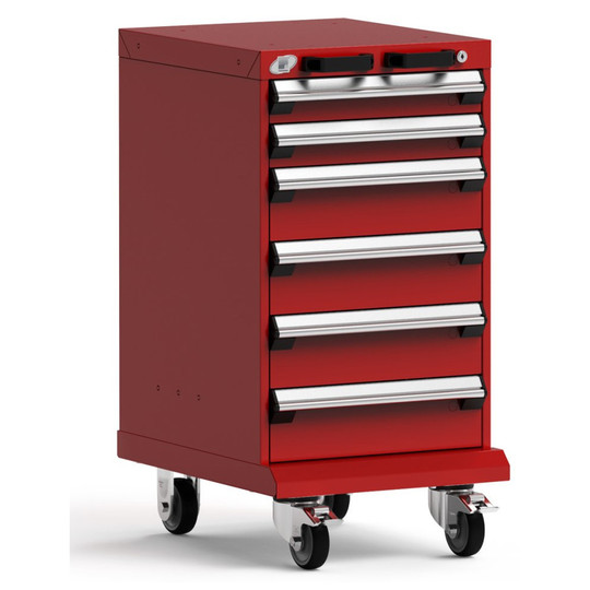 6-Drawer Mobile Cabinet, 18"W x 21"D x 35.13"H - Without Dividers - Drawer heights: 2 3" H, 4 5" H