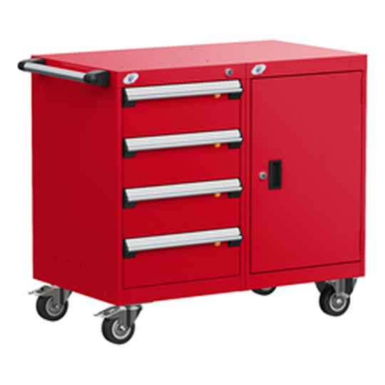 4-Drawer Mobile Cabinet, 36"W x 27"D x 33.13"H - With Dividers - Compartments: 6"H-6