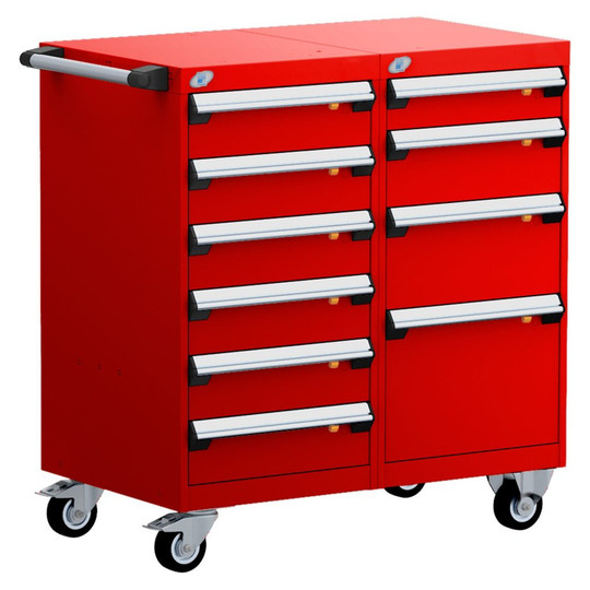 10-Drawer Mobile Cabinet, 36"W x 21"D x 39.13"H - With Dividers