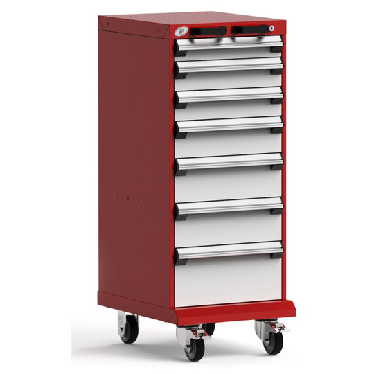 7-Drawer Mobile Cabinet, 18"W x 27"D x 45.13"H - With Dividers - Compartments: 3"H-9 / 4"H-9 / 5"H-9 / 6"H-6 / 8"H-6