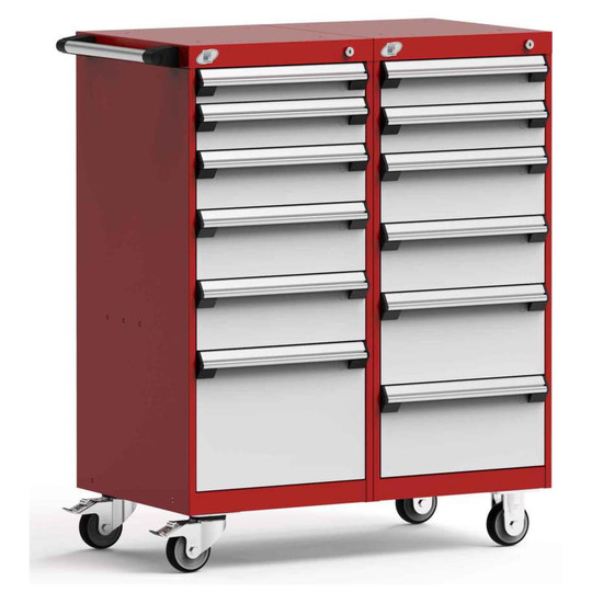 12-Drawer Mobile Cabinet, 36"W x 27"D x 45.13"H - Without Dividers