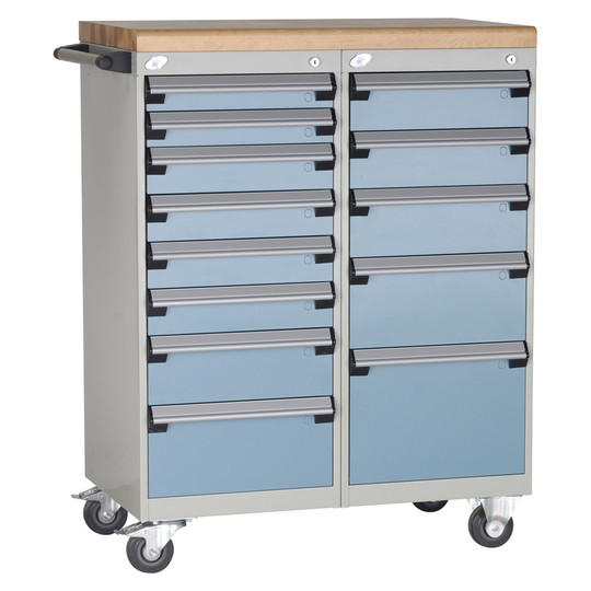13-Drawer Mobile Cabinet, 36"W x 21"D x 46.88"H - Without Dividers