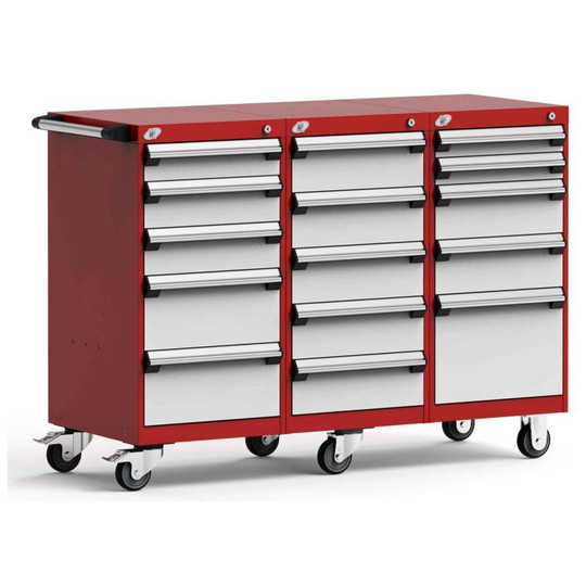 15-Drawer Mobile Cabinet, 54"W x 27"D x 39.13"H - With Dividers