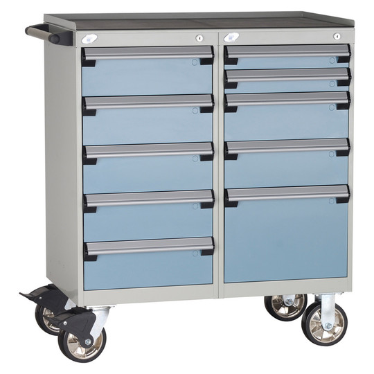 10-Drawer Mobile Cabinet, 36"W x 21"D x 35"H - Without Dividers