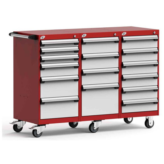 16-Drawer Mobile Cabinet, 54"W x 27"D x 39.13"H - With Dividers