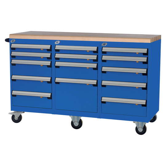 14-Drawer Mobile Cabinet, 54"W x 21"D x 34.88"H - Without Dividers