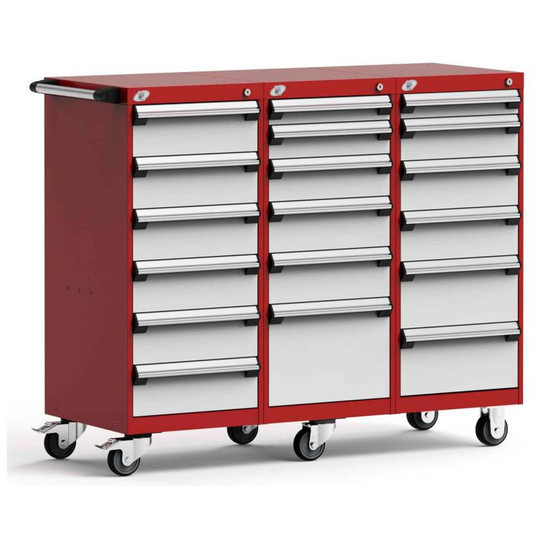 18-Drawer Mobile Cabinet, 54"W x 27"D x 45.13"H - With Dividers