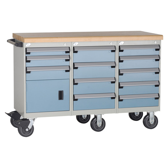 12-Drawer Mobile Cabinet, 54"W x 21"D x 29.75"H - Without Dividers