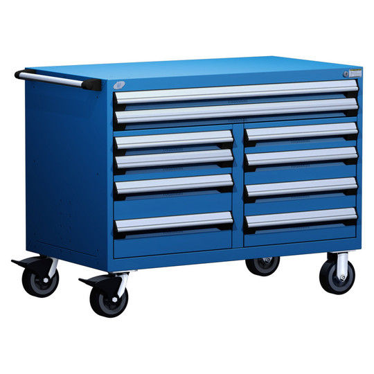 10-Drawer Mobile Cabinet, 48"W x 27"D x 37.5"H - Without Dividers