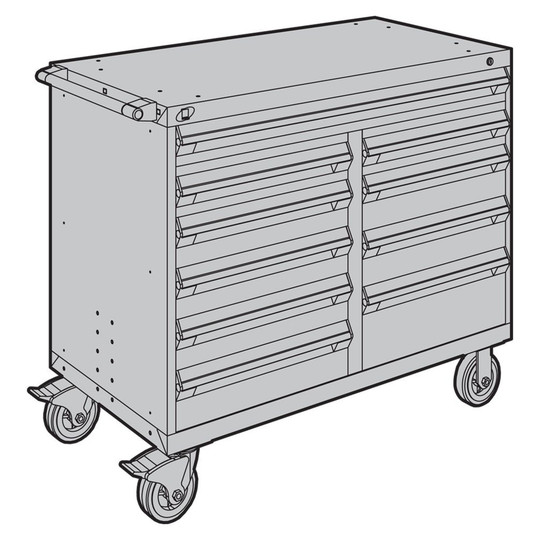 10-Drawer Mobile Cabinet, 48"W x 24"D x 41.5"H - Without Dividers
