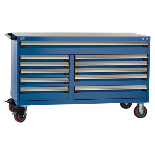 11-Drawer Mobile Cabinet, 60"W x 24"D x 37.5"H - With Dividers