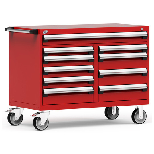 10-Drawer Mobile Cabinet, 48"W x 24"D x 37.5"H - With Dividers