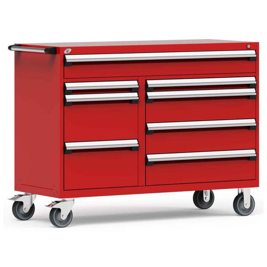 9-Drawer Mobile Cabinet, 54"W x 24"D x 41.5"H - Without Dividers