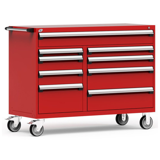 9-Drawer Mobile Cabinet, 60"W x 24"D x 45.5"H - Without Dividers