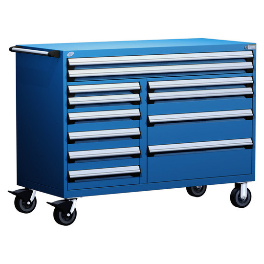 12-Drawer Mobile Cabinet, 60"W x 27"D x 45.5"H - With Dividers