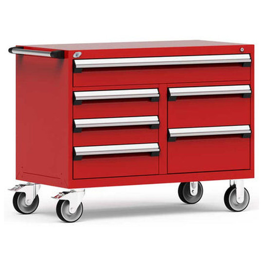 6-Drawer Mobile Cabinet, 48"W x 27"D x 37.5"H - With Dividers