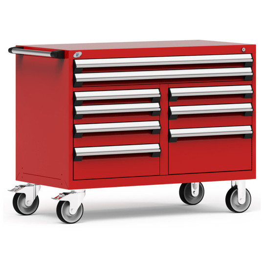9-Drawer Mobile Cabinet, 48"W x 24"D x 37.5"H - With Dividers