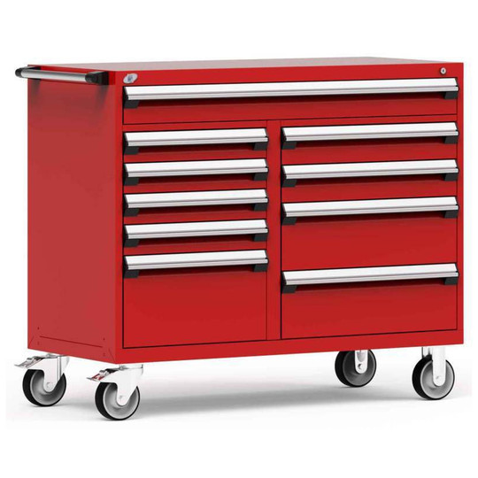 10-Drawer Mobile Cabinet, 54"W x 24"D x 45.5"H - With Dividers