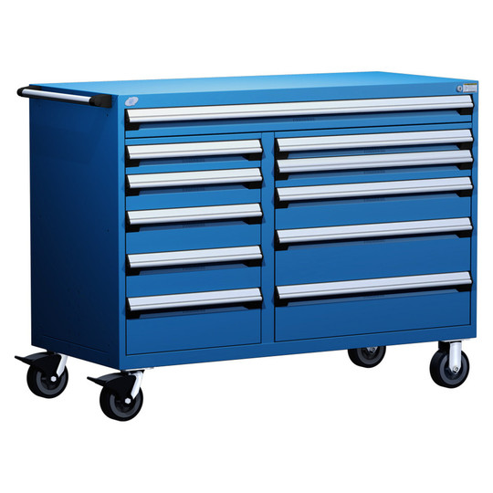 11-Drawer Mobile Cabinet, 60"W x 27"D x 45.5"H - With Dividers