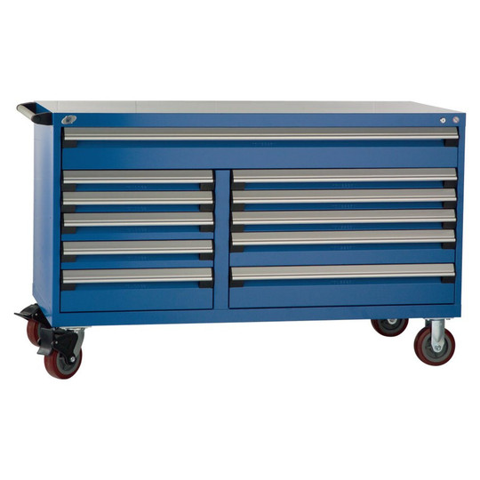 11-Drawer Mobile Cabinet, 60"W x 27"D x 37.5"H - Without Dividers