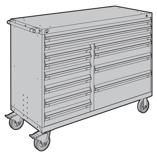 12-Drawer Mobile Cabinet, 60"W x 24"D x 45.5"H - Without Dividers