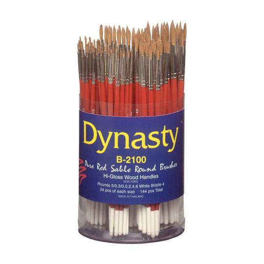 Red Sable Style Round Paint Brush Canister, 144-Pack