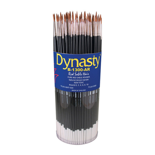 Red Sable Style Round Brush Canister, 72-Pack
