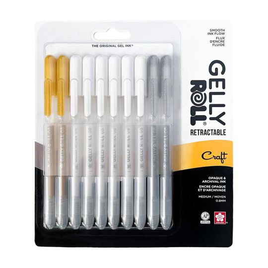 Retractable Metallic Gel Pens, Assorted Colors, 10-Pack