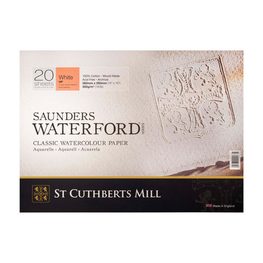 Hot Pressed White Watercolor Paper Block, 140 lb, 20 Sheets, 14 x 10 in.