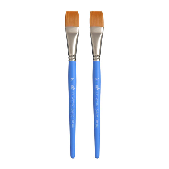 Flat Wash Synthetic Paint Brush, 3/4 in., Jewel Blue, 2-Pack