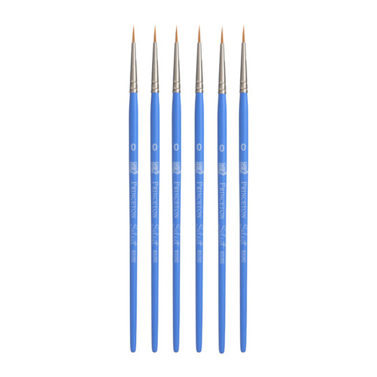 Size 0 Synthetic Round Paint Brushes, Jewel Blue, Pack of 6