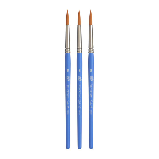 Round Synthetic Mixed Media Paintbrushes, Size 8, Jewel Blue, Pack of 3