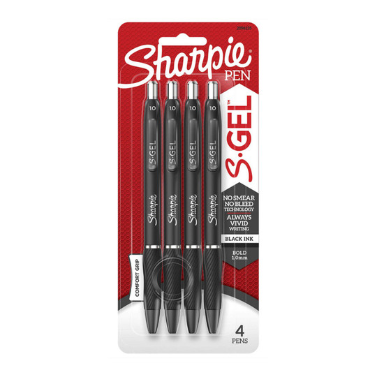 Retractable Gel Pens, Bold 1.0 mm, Black, 4-Pack