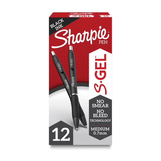 Retractable Black Gel Pens, Medium 0.7 mm, 12-Pack