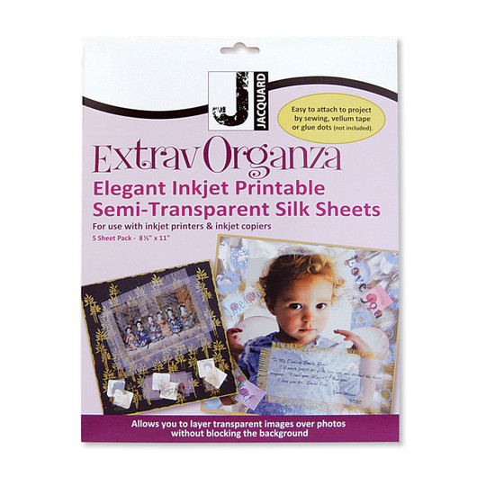 Silk Organza Inkjet Printable Fabric Sheets, 8.5 x 11 in., White, Pack of 5