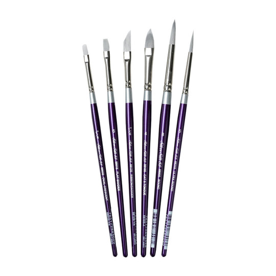 Silver Silk Short-Handle Synthetic Artist Brush Set, 6-Pack
