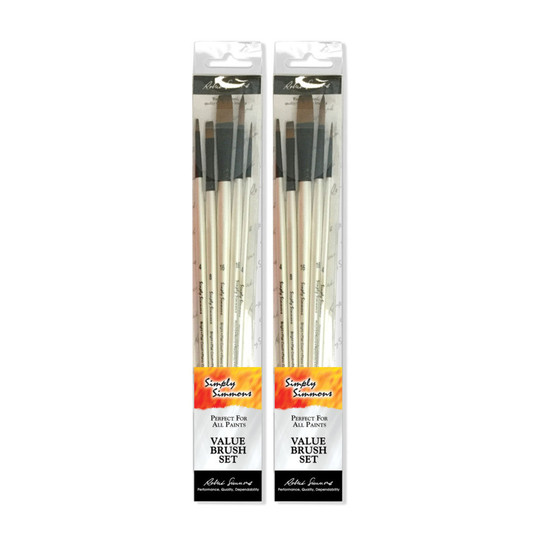 Long-Handle Synthetic Paint Brush Set, 10 Brushes