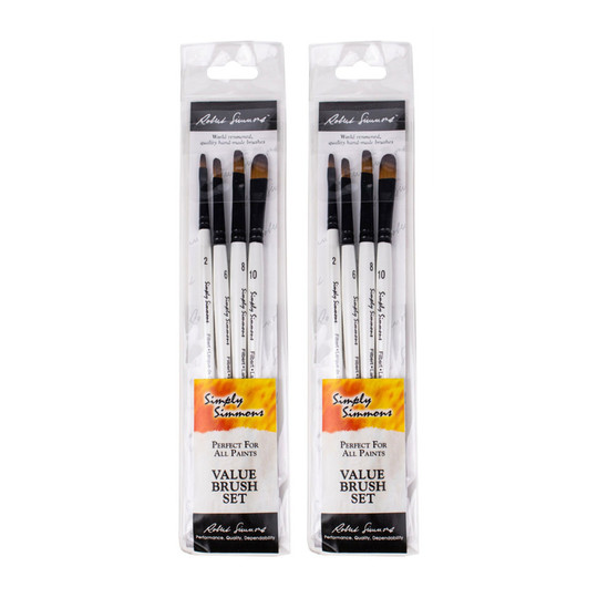 Filbert Short-Handle Mixed Media Paintbrush Set, White, 8 Brushes